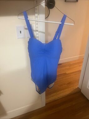 Classic Ribbed One-Piece Swimsuit in Cobalt Blue